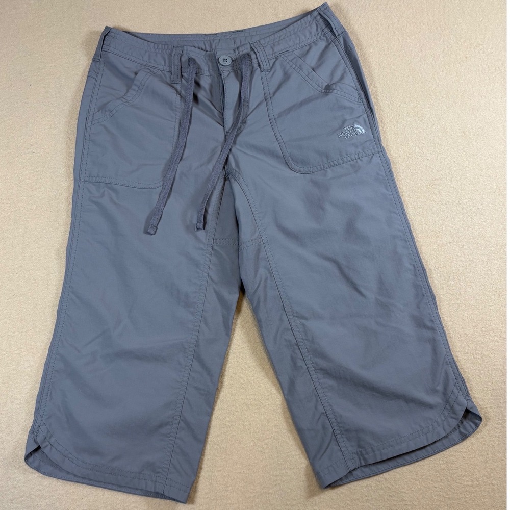 The North Face Womens Gray Nylon Ripstop Hiking Capri Pants Size 2 Drawstring